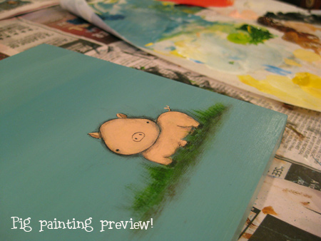 pig painting progress shot